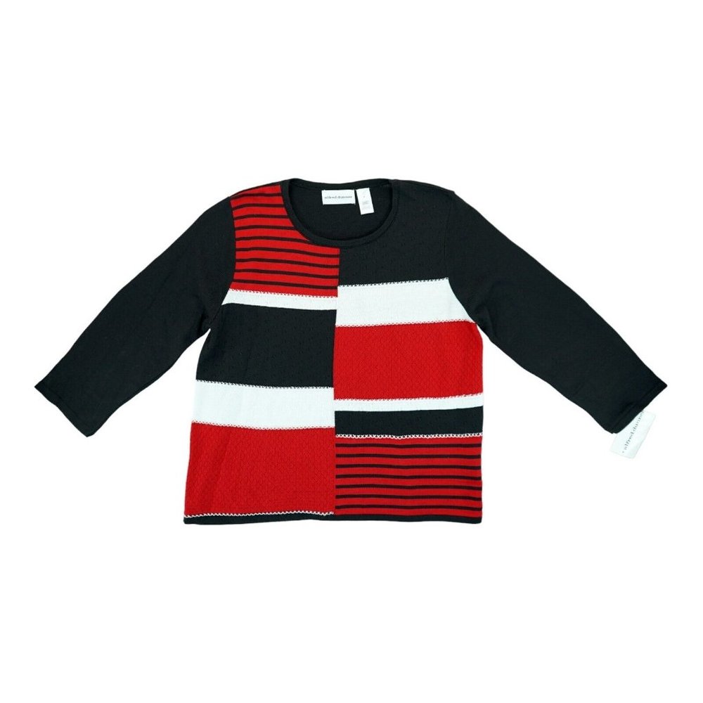 NWT Alfred Dunner Crew Neck Multicolor Lightweight Sweater Women's Size Medium M